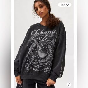 Urban Outfitters Johnny Cash Overdyed Graphic Pullover Sweatshirt. EUC
